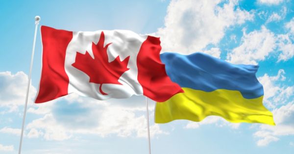 Canadian and Ukrainian flags
