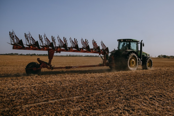 A.G.R. Group's agricultural machinery in a field in Kyiv region