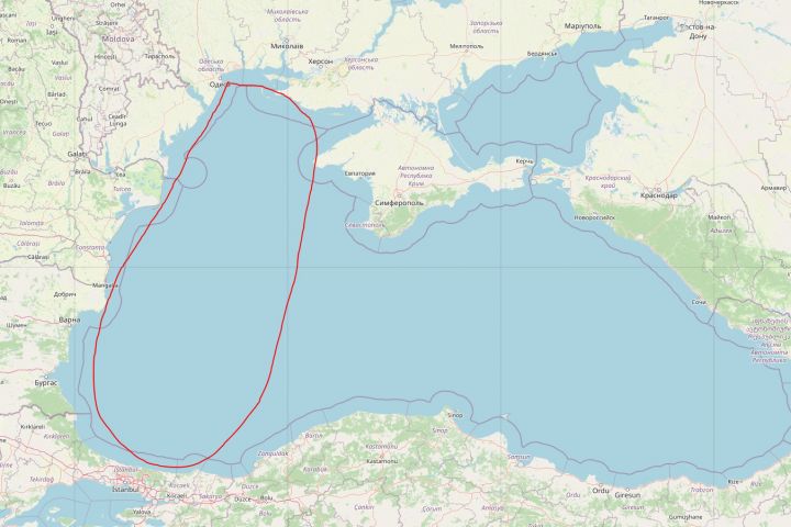 The Black Sea area announced by Russia to have been mined by Ukrainian army