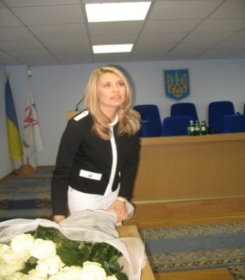 Жанна Ориничева после представления коллективу Украгролизинга