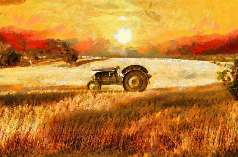 Агроживопись #122 Энтони Карусо, Трактор в поле