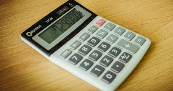 A calculator lying on the table