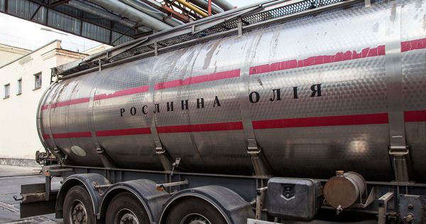 A tanker truck at Kernel crushing plant in Poltava region, Ukraine