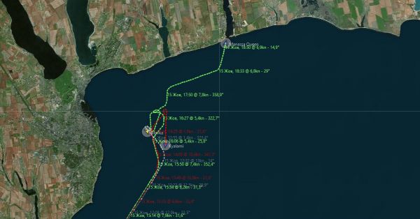 Рух суден тимчасовим морським експортним коридором до портів Великої Одеси 15 жовтня 2023 року