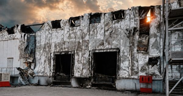 Warehouse of Danube Agrarian after Russia's attack on 20 August 2026