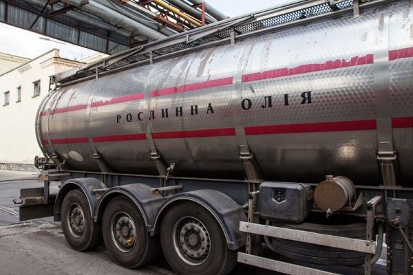 A tanker truck loaded with vegetable oil
