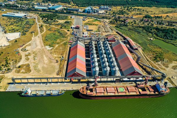Eurovneshtorg (EVT) grain terminal in the port of Mykolaiv