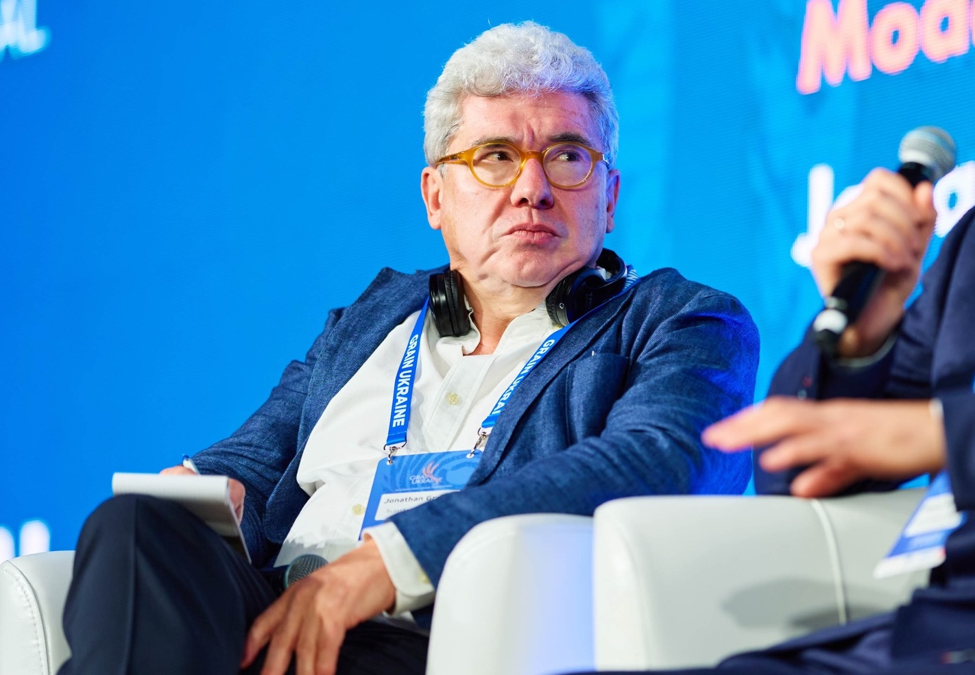 Jonathan Grange speaks during one of the panels of the international conference Grain Ukraine. Kyiv, 29 May 2025