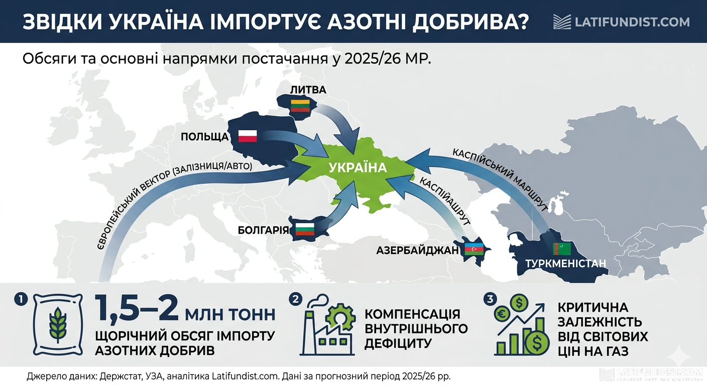 Звідки Україна імпортує азотні добрива