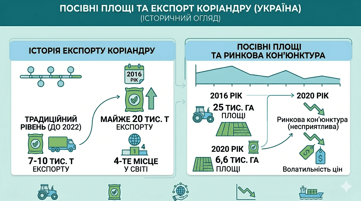 Посівні площі коріандру