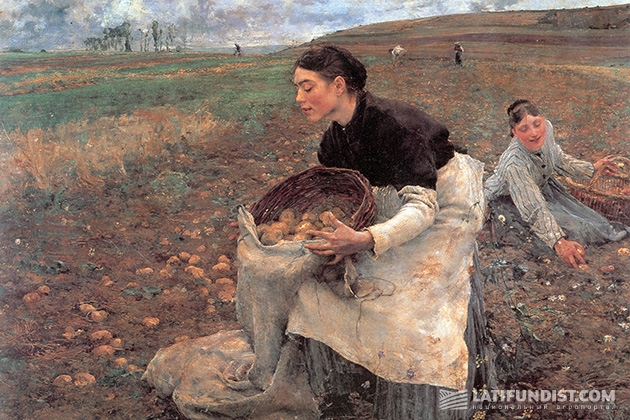 Жюль Бастьен-Лепаж. Октябрь, уборка картофеля. XIX век