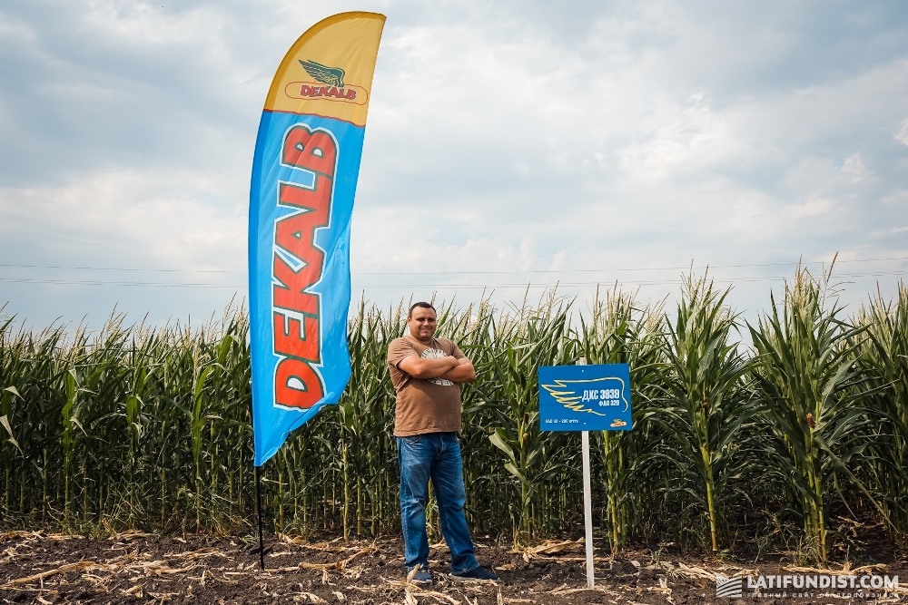 Юрий Коваленко на фоне посевов кукурузы гибридов DEKALB агрохолдинга «Билагро»