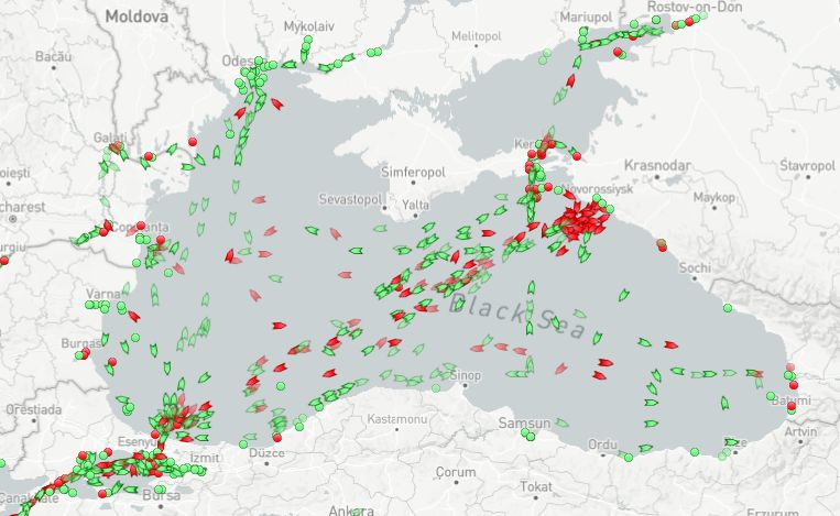 Vessel traffic in the Black Sea and the Sea of Azov