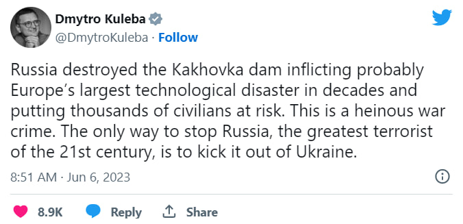 Dmytro Kuleba's tweet